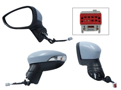Espejo izquierda electrica gris para pintar con luz direccional con desempanante (6 pines)