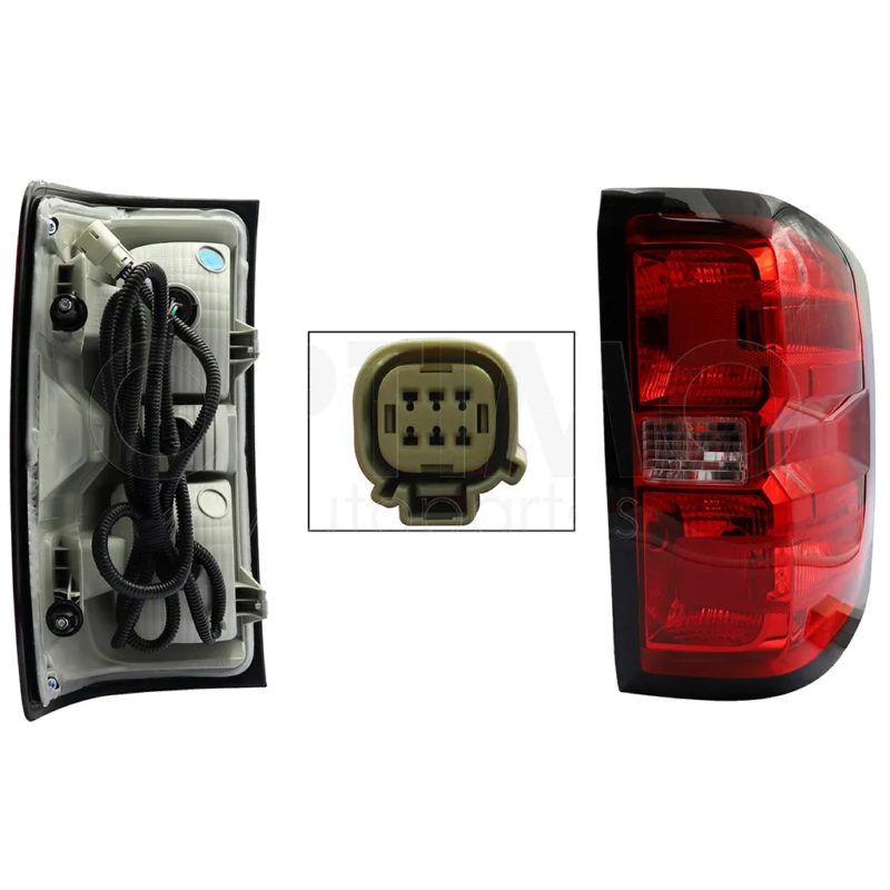 Right tail light with harness (Conector cuadrado) (Rojo / blanco / rojo)