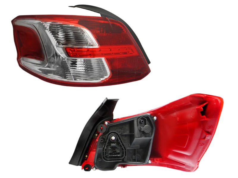 Left tail light with harness clara (Rojo / blanco)