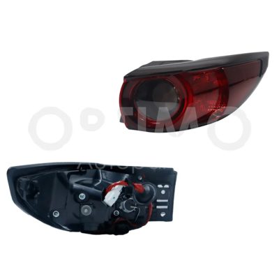 Calavera derecho exterior con arnes para halogeno oscura (Blanco / rojo)