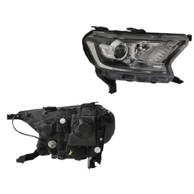 Faro derecho f / cromado con motor con lupa con mica blanco