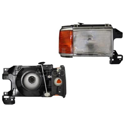 Faro derecho f / cromado rayado filo cromo con cuarto ambar con base