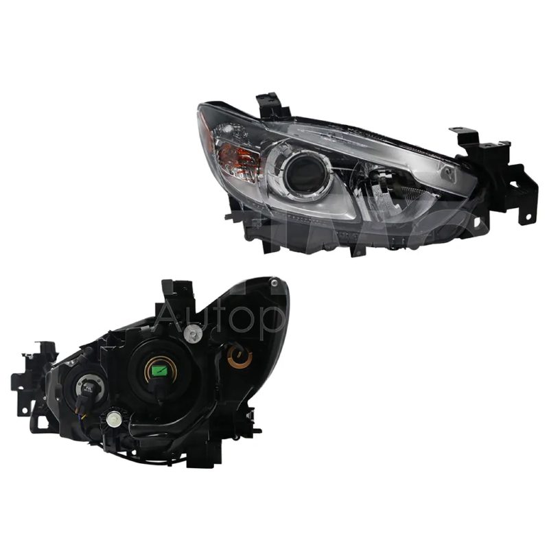 Faro derecho f / negro con lupa para halogeno con mica ambar