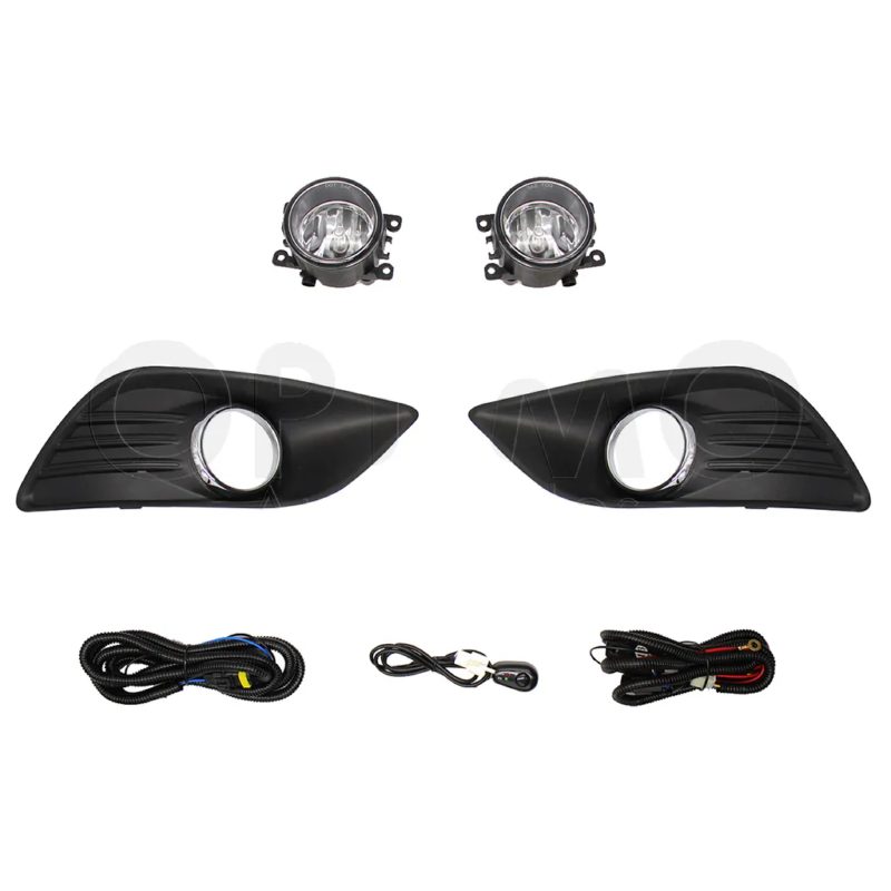 Kit faro aux con cables con rejillas arillo cromo con focos