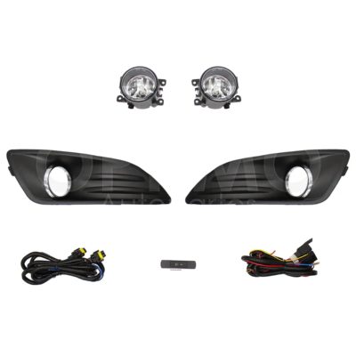 Kit faro aux con cables con rejillas arillo cromo con focos
